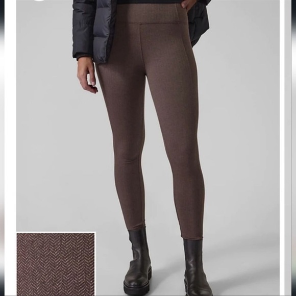 ATHLETA 3X Delancey herringbone tight leggings plus size zip back pockets brown - Picture 2 of 15